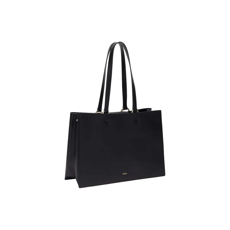 Furla Calfskin Tote Bag, Shopping Bag, Shoulder Bag, Handbag Tubas Women's Black-1