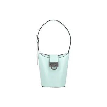 FERRAGAMO TrifolioGANCINI Cow Leather Bucket Bag, Handbag, Shoulder Bag Women's Blue