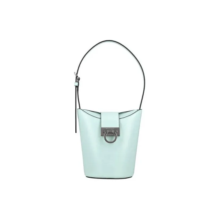FERRAGAMO TrifolioGANCINI Cow Leather Bucket Bag, Handbag, Shoulder Bag Women's Blue-0