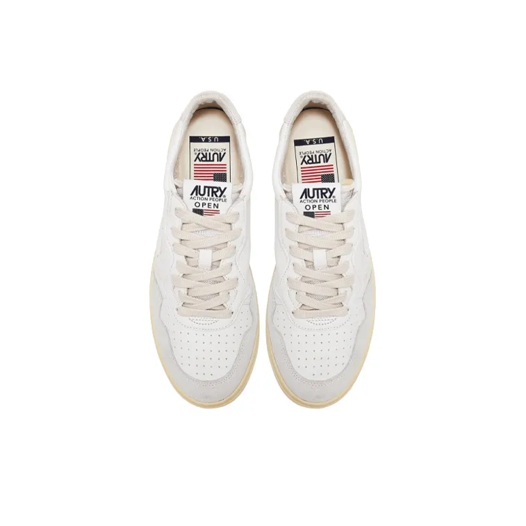 AUTRY Open Low Leather Suede 'White'-3