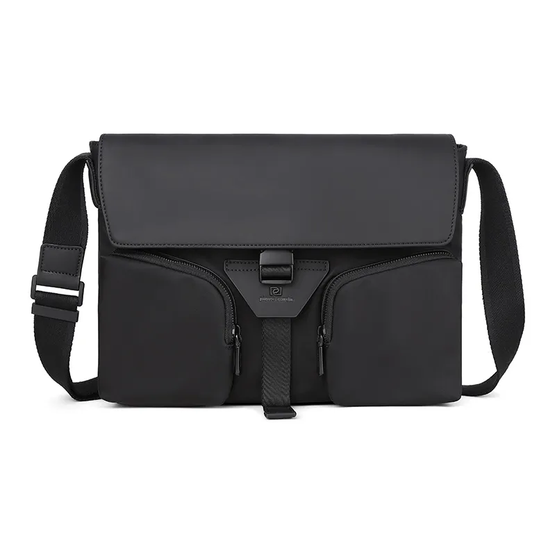 PIERRE CARDIN Fabric Shoulder Bag, Crossbody Bag Men's Black-0