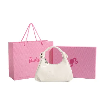 Barbie PU Shoulder Bag, Crossbody Bag, Handbag Medium Size Women's Black/Ecru