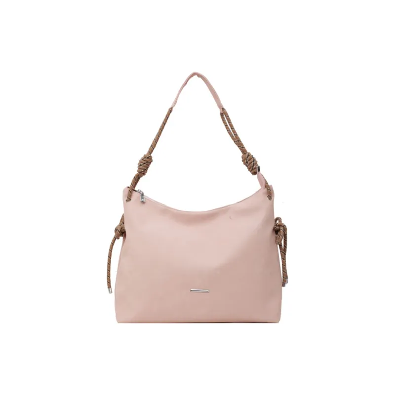 UNITE STAR Velour With PU Shoulder Bag Regular Women's Black/Pink/Silver/Ecru-3