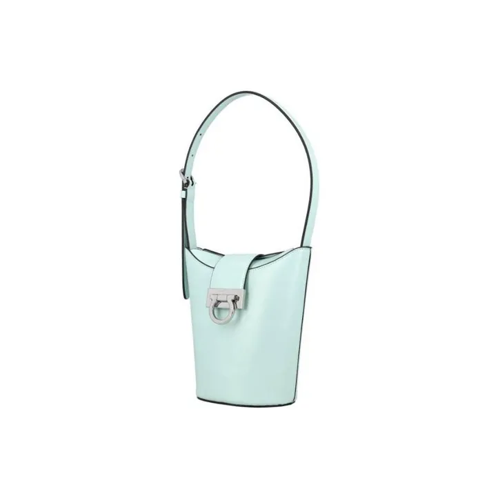 FERRAGAMO TrifolioGANCINI Cow Leather Bucket Bag, Handbag, Shoulder Bag Women's Blue-2