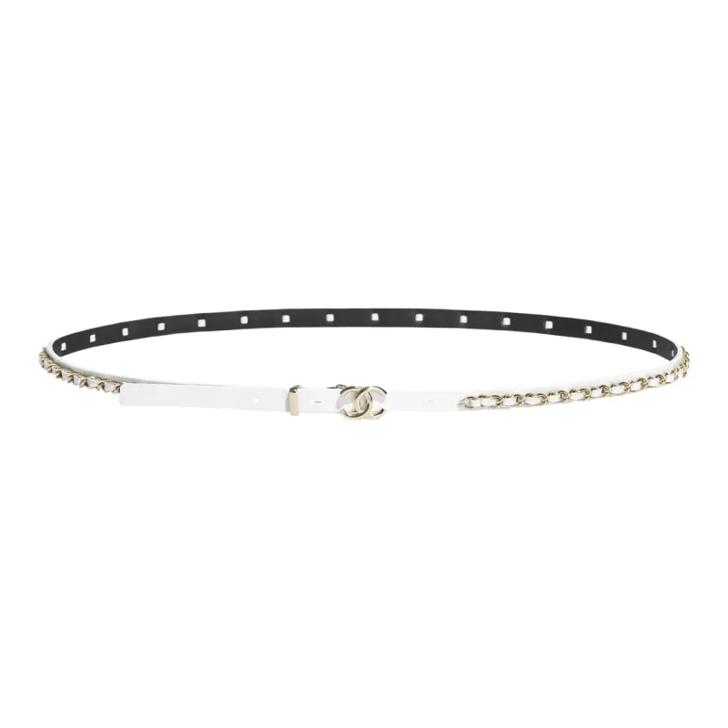 CHANEL Leather Belts Women's White-0