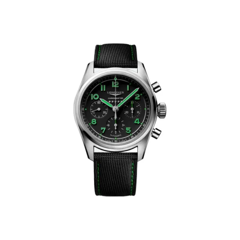 LONGINES Spirit Collection Automatic Mechanical Movement Men's Watch 42mm Black Dial Titanium Watch Case Fabric Strap-0