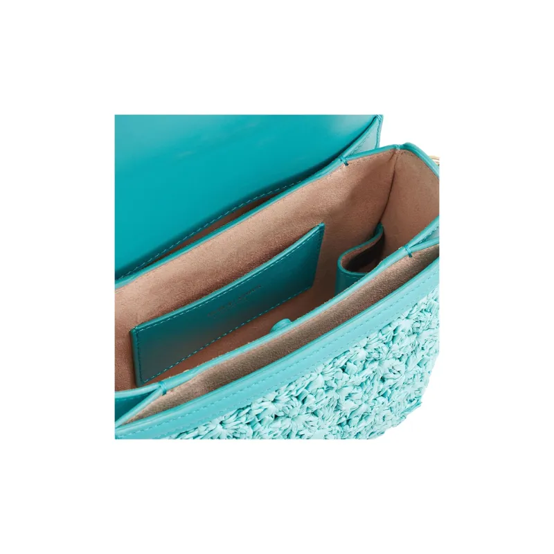 AMANI Leather Detail Shoulder Bag Women's Blue-4
