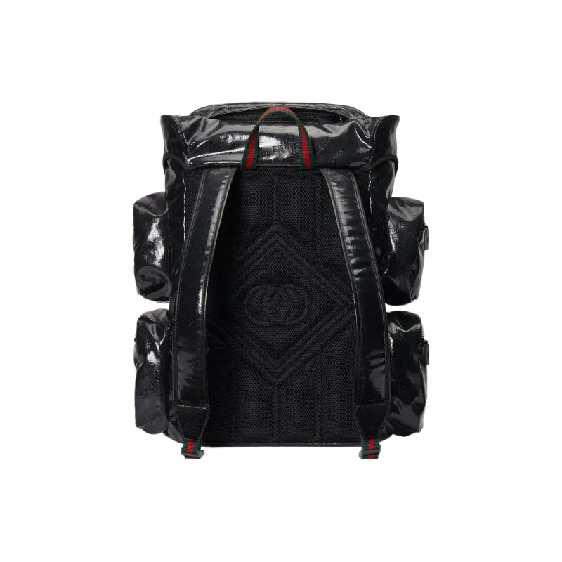 GUCCI Crystal Canvas With Leather Trim Backpack Men's Black-2