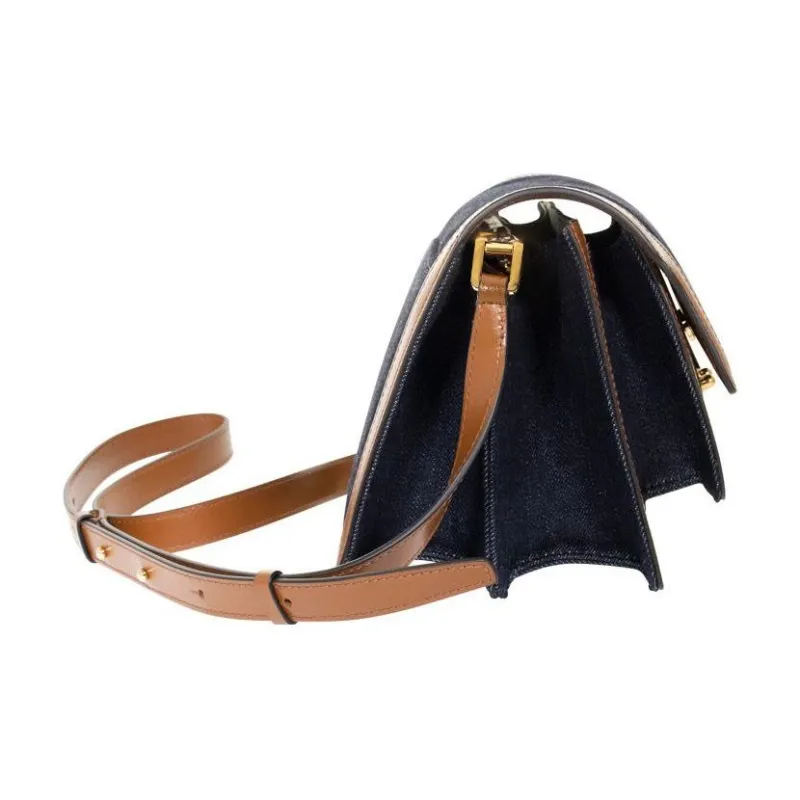MARNI Trunk Calfskin Trim Crossbody Bag, Shoulder Bag Women's Blue-2