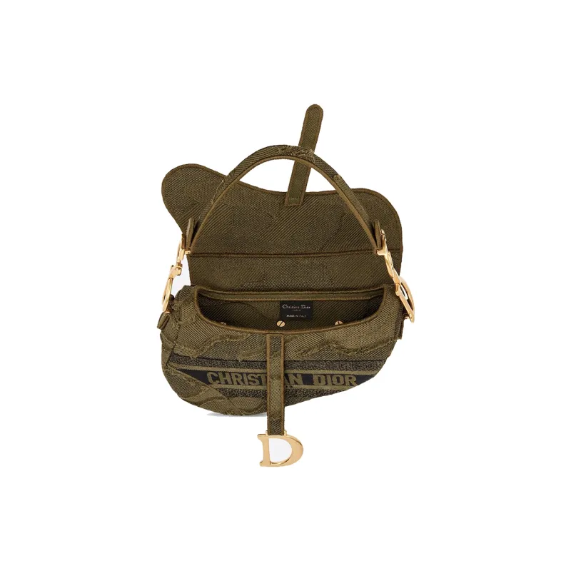 DIOR Saddle Canvas Saddle Bag Handbag Shoulder Bag Women's Green-2