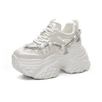 Shoe cabinet floral language Chunky Sneakers Women's Low Top Beige