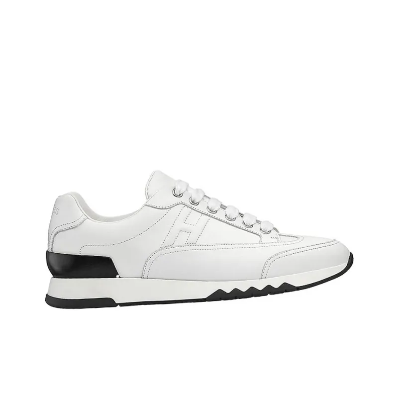 HERMES Trail Low Top Casual Shoes Women's White Black Heel Tab-1