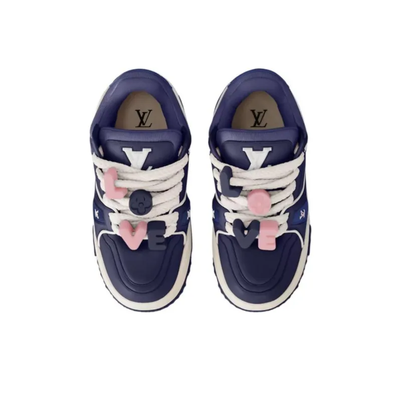 LOUIS VUITTON Trainer Maxi Skateboard Shoes Women's Low Top Blue-3
