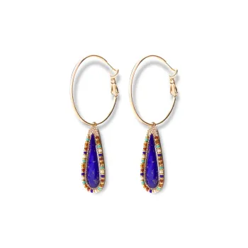 SATELLITE Gemstone Inlay Earrings Women's Blue