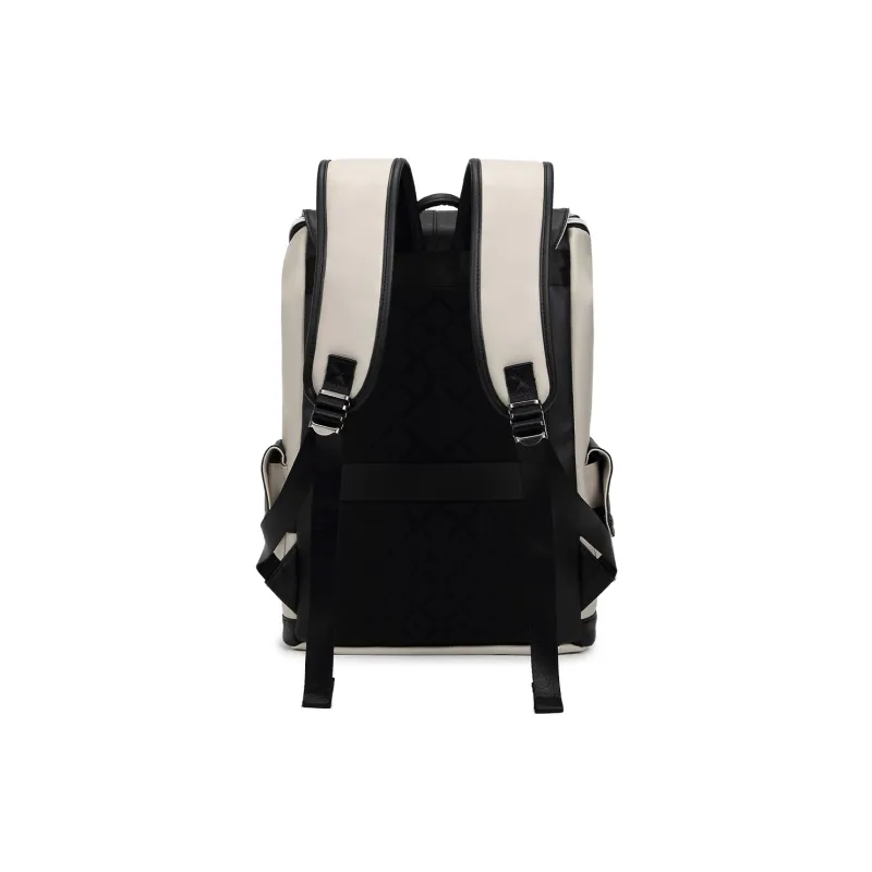 Slazenger PU Soft Leather Backpack Large Size Unisex Cool Black, Cream White-2