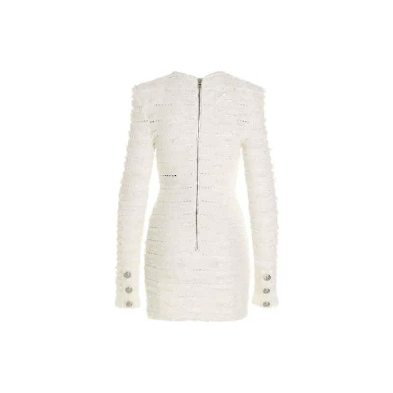 BALMAIN Long Sleeved Dress Women's White-1