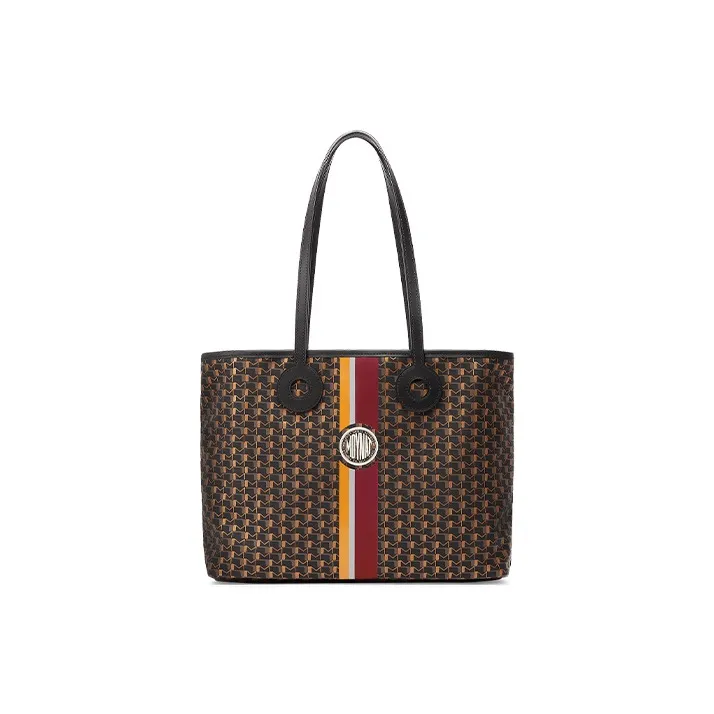 Moynat Toile 1920 Canvas Tote Bag Shopping Bag Handbag Medium Size Women's Brown/Black/Red-0