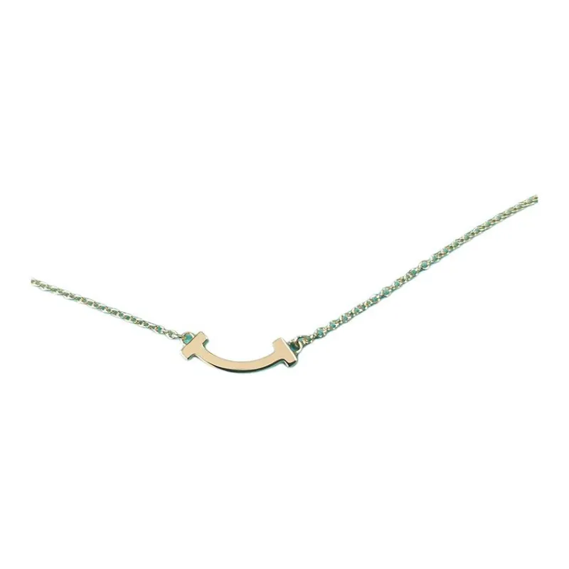TIFFANY & CO. 2010s 18k Yellow Gold T smile Necklace-1