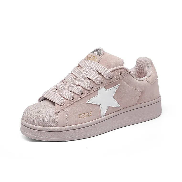 GZOZ Slip Resistant Cushioning Abrasion Resistant Low Top Skateboard Shoes Unisex Rose Pink-1