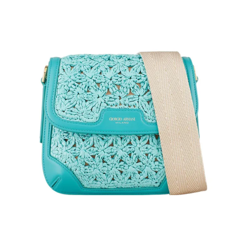 AMANI Leather Detail Shoulder Bag Women's Blue-0