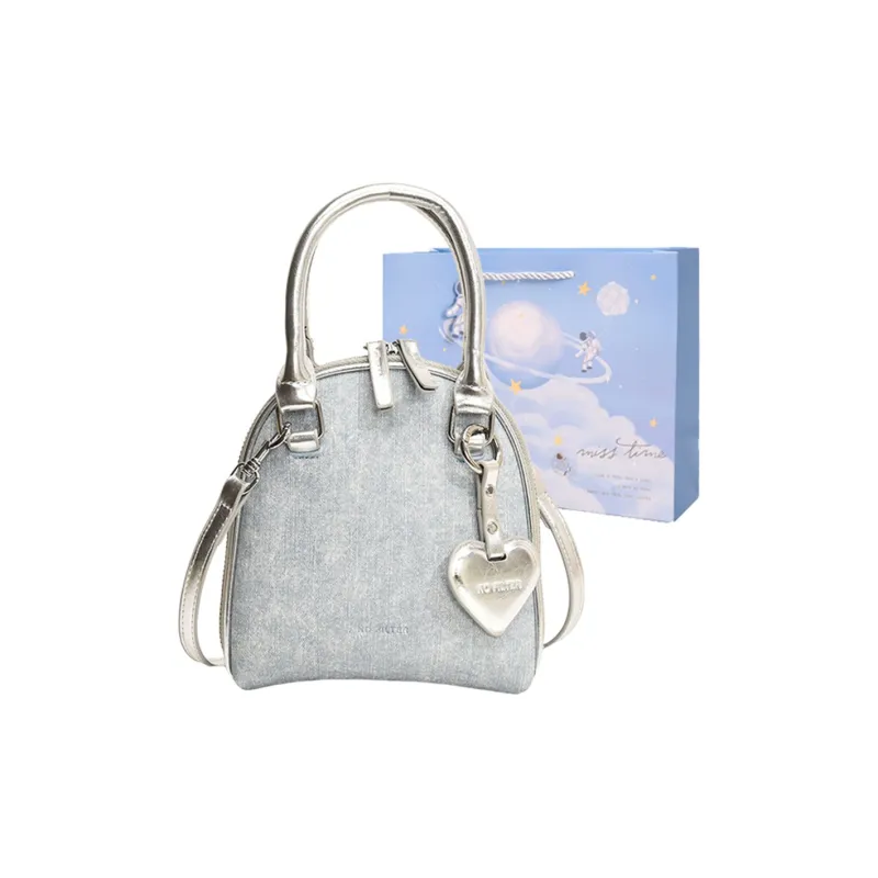 Duoluplo Doron Paul PU Dome Bag, Shoulder Bag, Crossbody Bag, Handbag Women's Denim Black/Denim Silver/Denim Brown-7