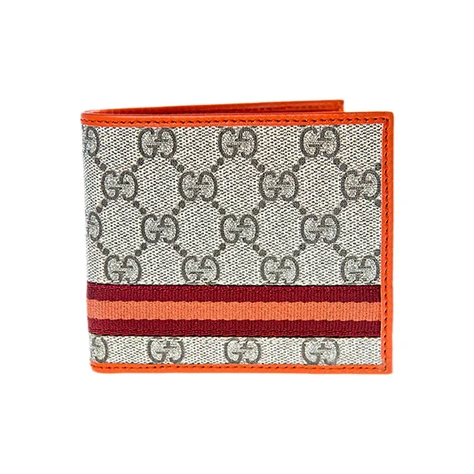 GUCCI Canvas With Leather Wallet Men's Ebony/Orange-0