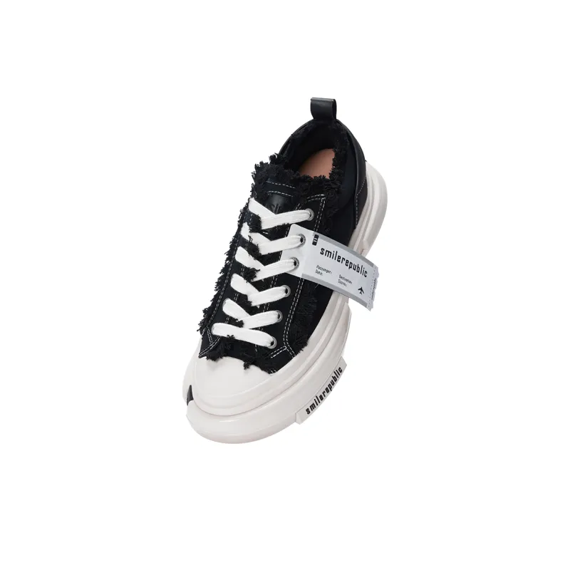 SMILEREPUBLIC Low Top Canvas Shoes Unisex Black-3