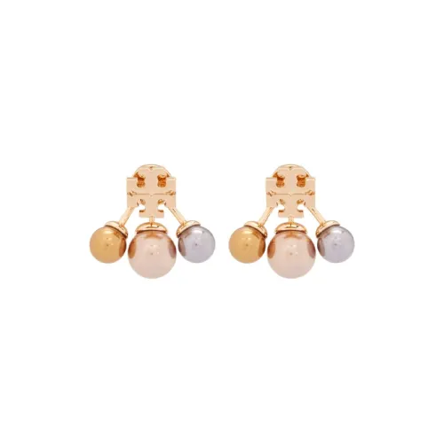 TORY BURCH Brass, Glass, Pearl Earrings Women's Gold