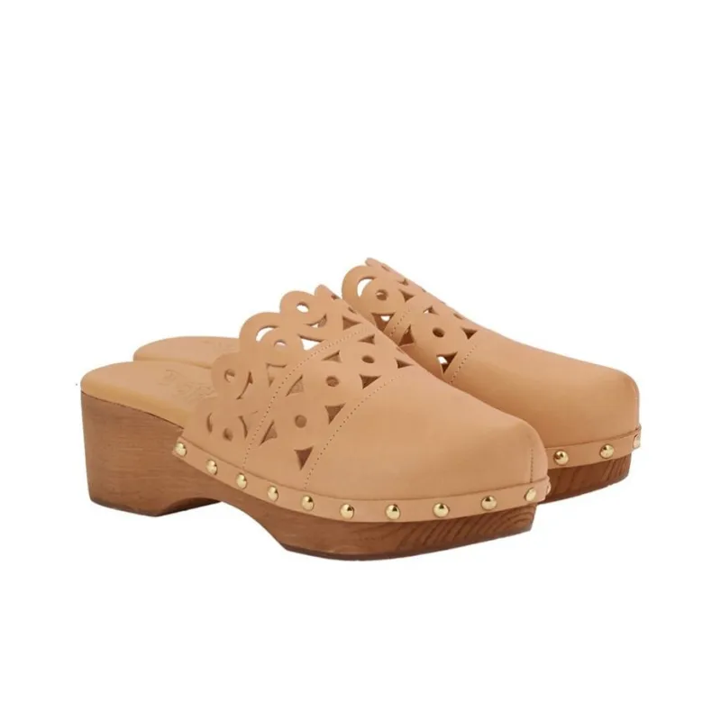ANCIENT GREEK SANDALS Greco Clog Stylish Sandal 7cm Women's Light Brown-2