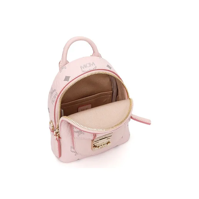 MCM Patricia Visetos Leather Handbag, Crossbody Bag Mini Women's Pink-5