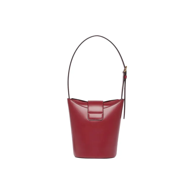 FERRAGAMO Trifolio Cow Leather French Fries Bag Bucket Bag Handbag Shoulder Bag Women's Red-2