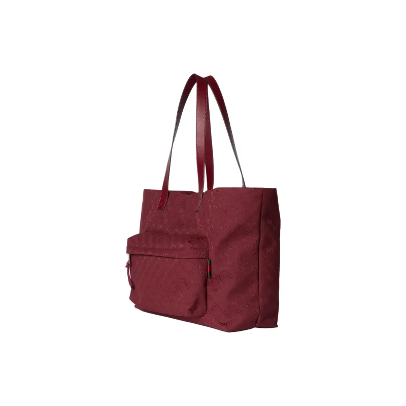 GUCCI Canvas Tote Bag Shopping Bag Handbag Large Size Men's Red-2