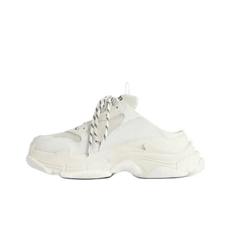Balenciaga Triple S Closed Toe Slippers 3cm Women's White-0