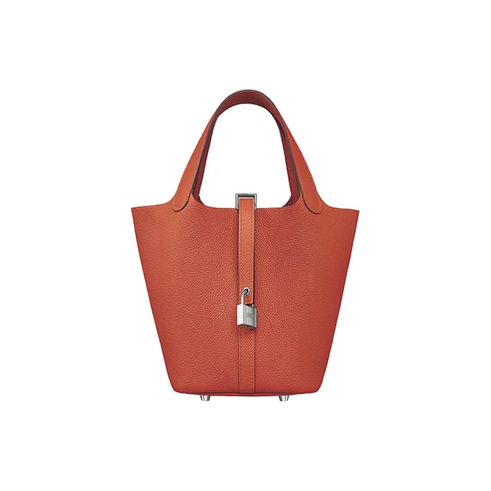 HERMES Picotin Maurice Leather Basket Bag Handbag Bucket Bag 18 Women's R1 Terre Battue Red Clay-0