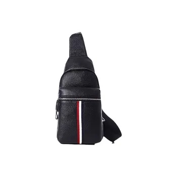 DOSRFINI Top Grain Cow Leather Sling Bag Medium Size Men's Black