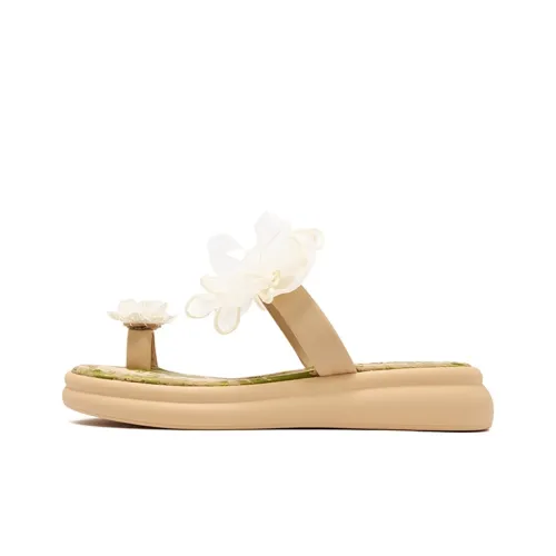 JOSINY Beach Sandals Women's Off White, Apricot Cream