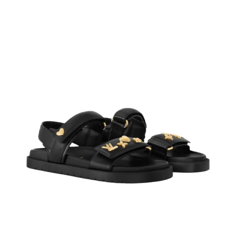 LOUIS VUITTON Sunset One Strap Sandals Women's Black-2