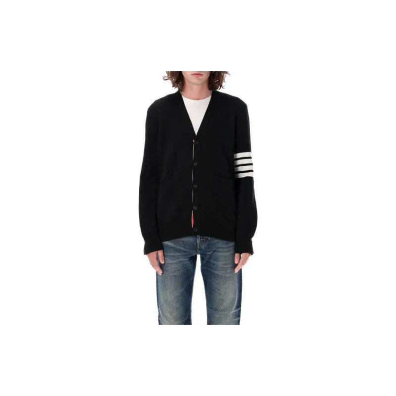 THOM BROWNE 4 Bar V Neck Cardigan-2