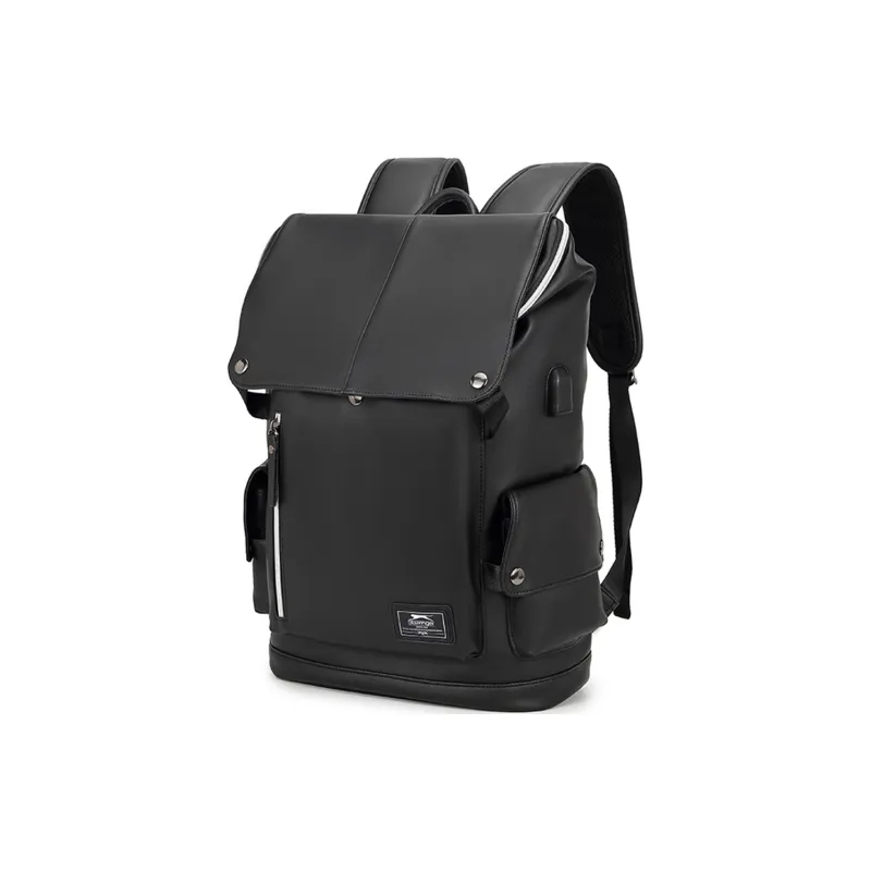 Slazenger PU Soft Leather Backpack Large Size Unisex Cool Black, Cream White-5
