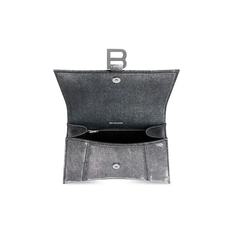 Balenciaga Hourglass Sheepskin Shoulder Bag, Crossbody Bag, Handbag Small Size Women's Black-5