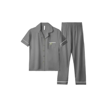 Cotton Gene Pajama Set Men's Dark Gray