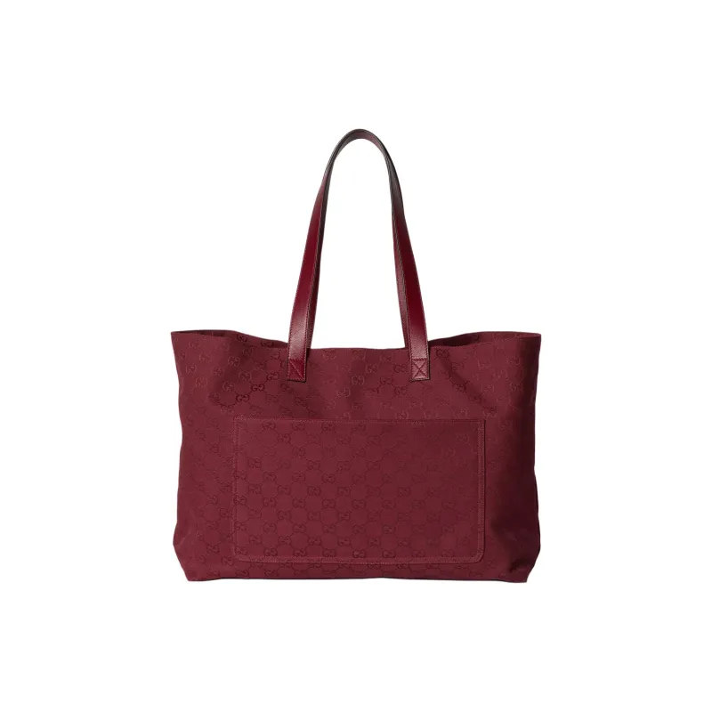 GUCCI Canvas Tote Bag Shopping Bag Handbag Large Size Men's Red-3