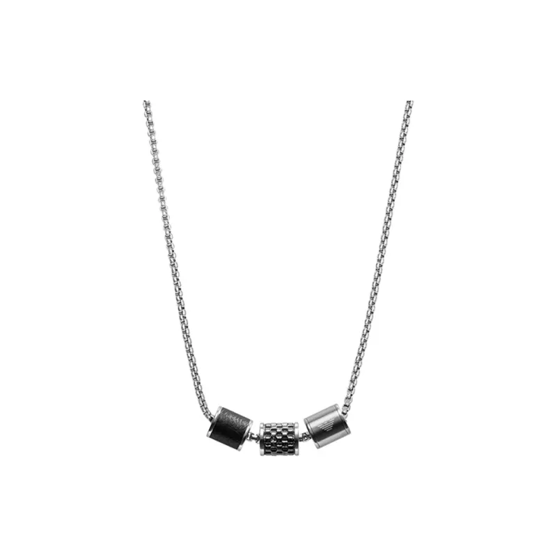 EMPORIO ARMANI Steel Necklaces Men's Silver/Black-0