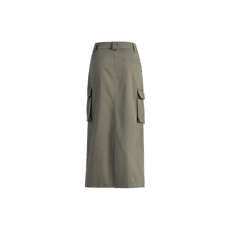 Aros Super Shopping Casual Long Skirts Women's Gray Green-1
