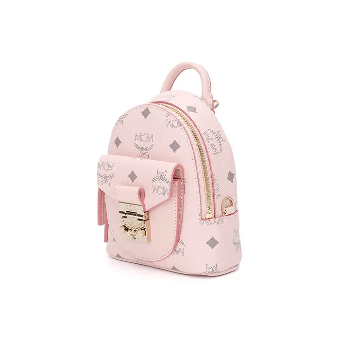 MCM Patricia Visetos Leather Handbag, Crossbody Bag Mini Women's Pink-1