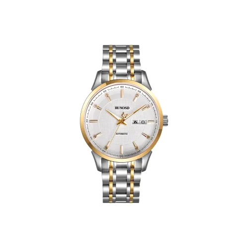 RUNOSD Automatic Mechanical Movement Stainless Steel Watchband Watch Men's Watches White Dial