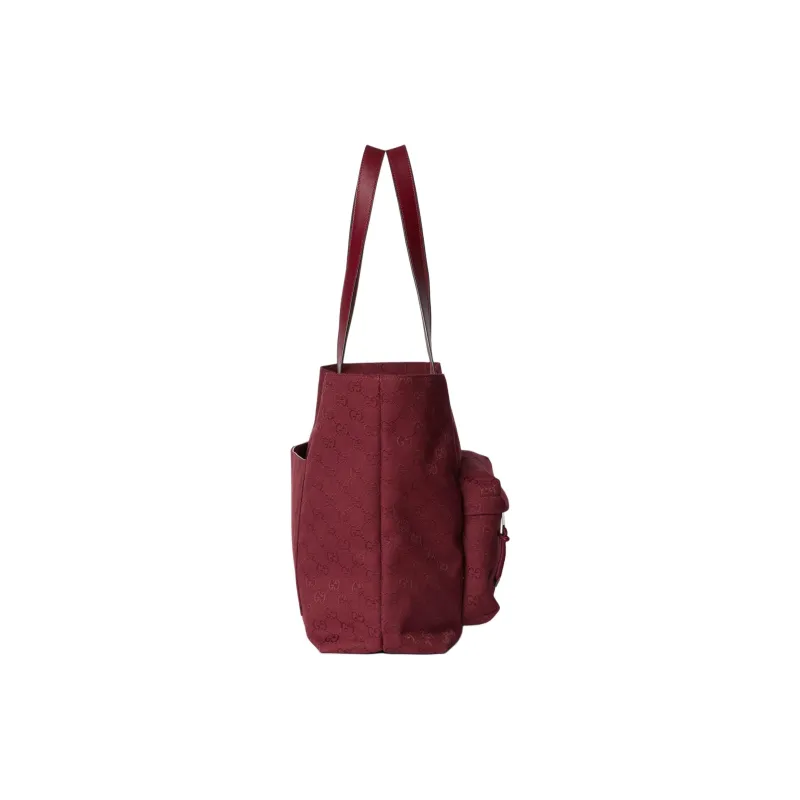 GUCCI Canvas Tote Bag Shopping Bag Handbag Large Size Men's Red-1