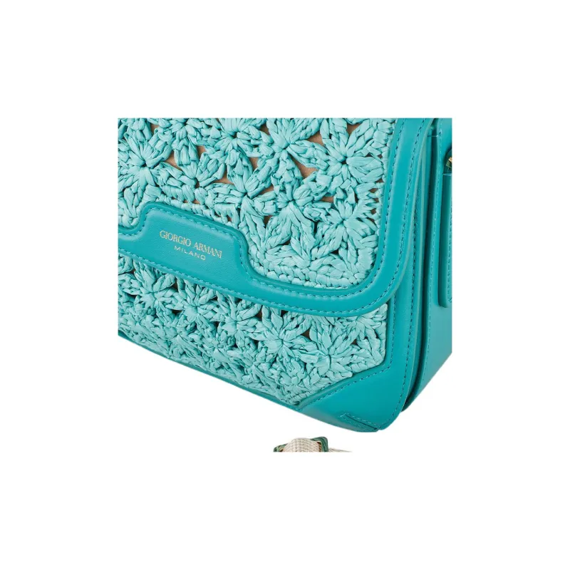 AMANI Leather Detail Shoulder Bag Women's Blue-3