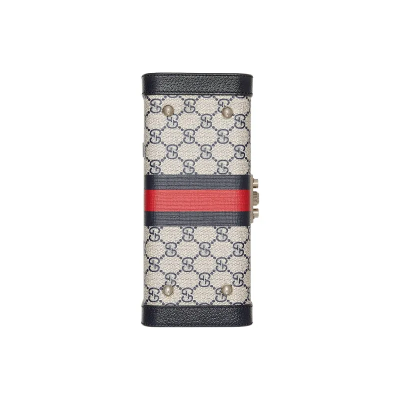 GUCCI Canvas With Leather Portable One Shoulder Crossbody Makeup Bag Women's Beige/Blue-4