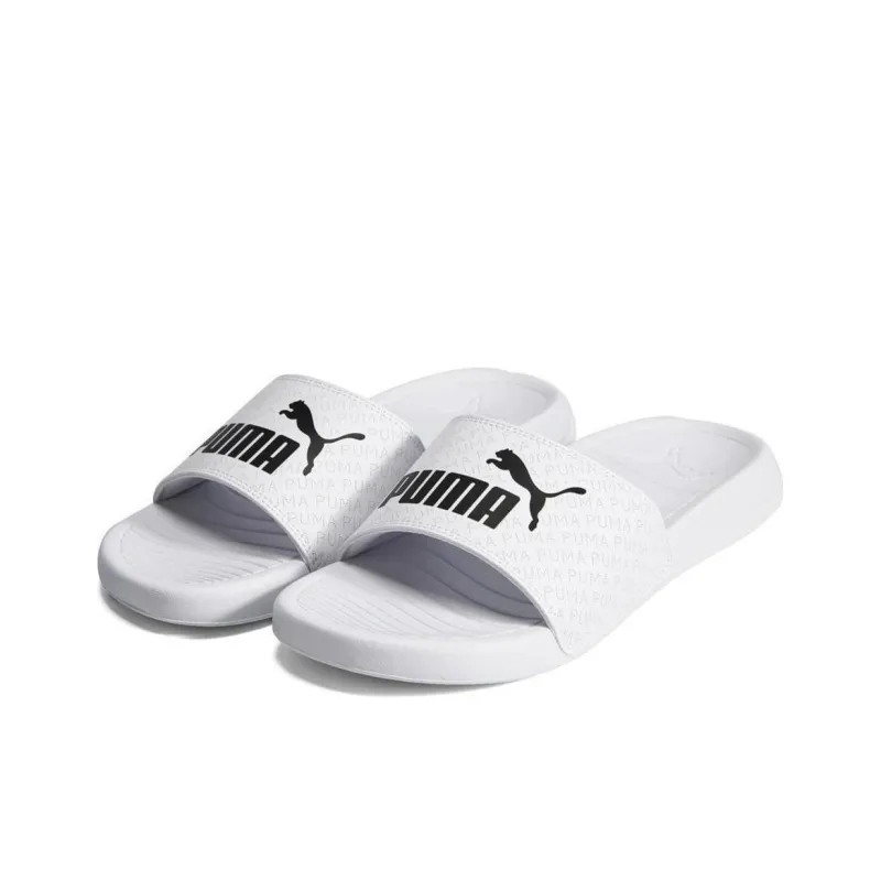PUMA Popcat 20 Slip Resistant Slide Slippers Unisex White Black Gray-2
